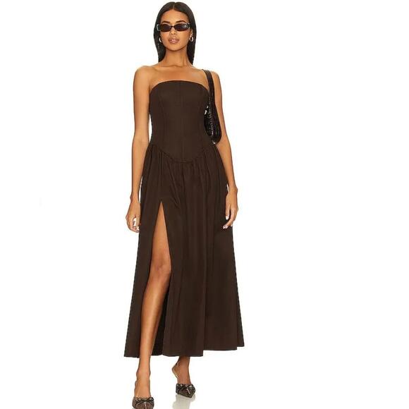 Revolve LPA Giana Maxi Dress Cacao brown strapless XS New $278 msrp - www.joarbit.com Revolve LPA Giana Maxi Dress Cacao brown strapless XS New $278 msrp - www.joarbit.com
